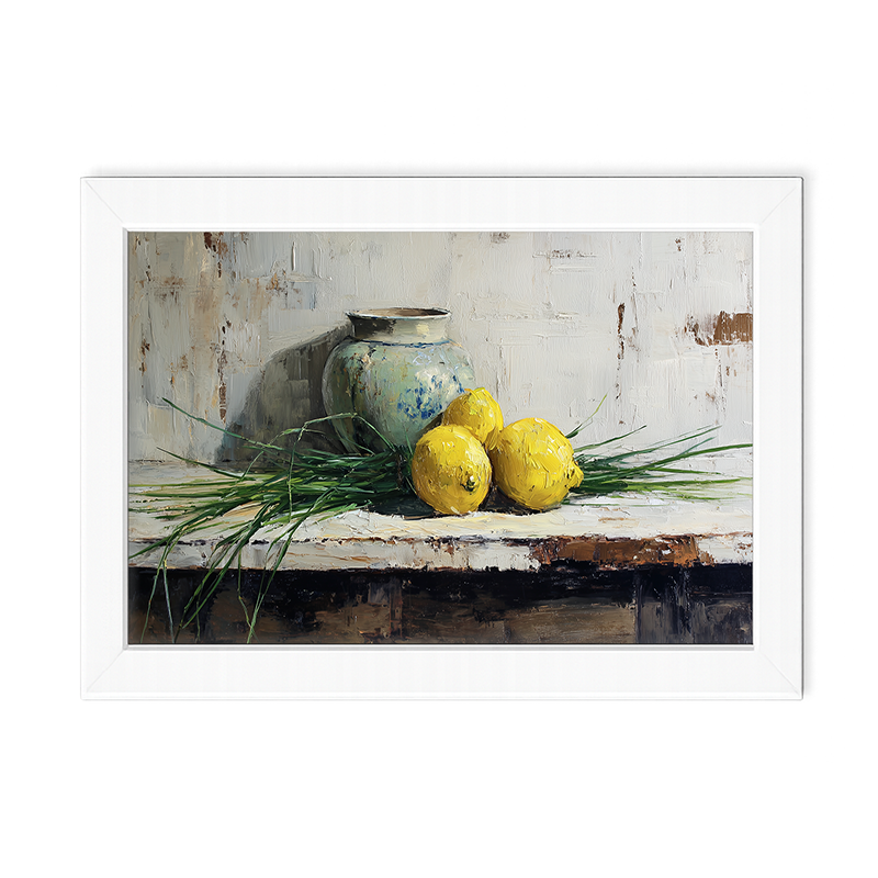 Sideboard Still Life - Three Lemons - Framed Art