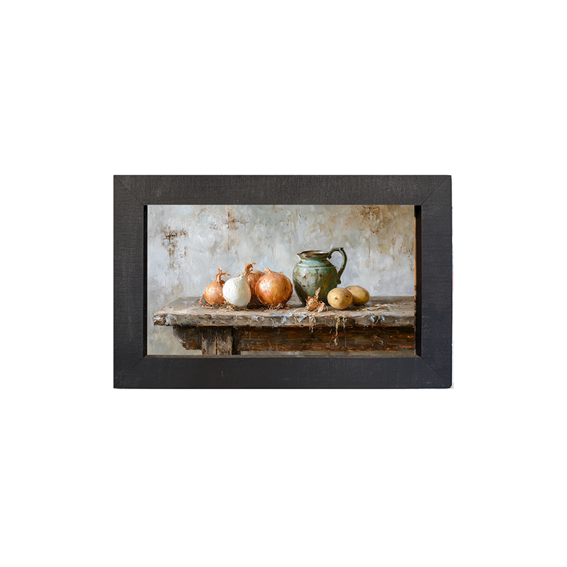Sideboard Still Life - Onions near Pitcher - Framed Art
