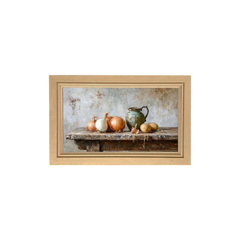 Sideboard Still Life - Onions near Pitcher - Framed Art