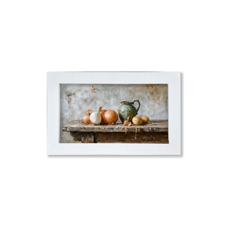 Sideboard Still Life - Onions near Pitcher - Framed Art