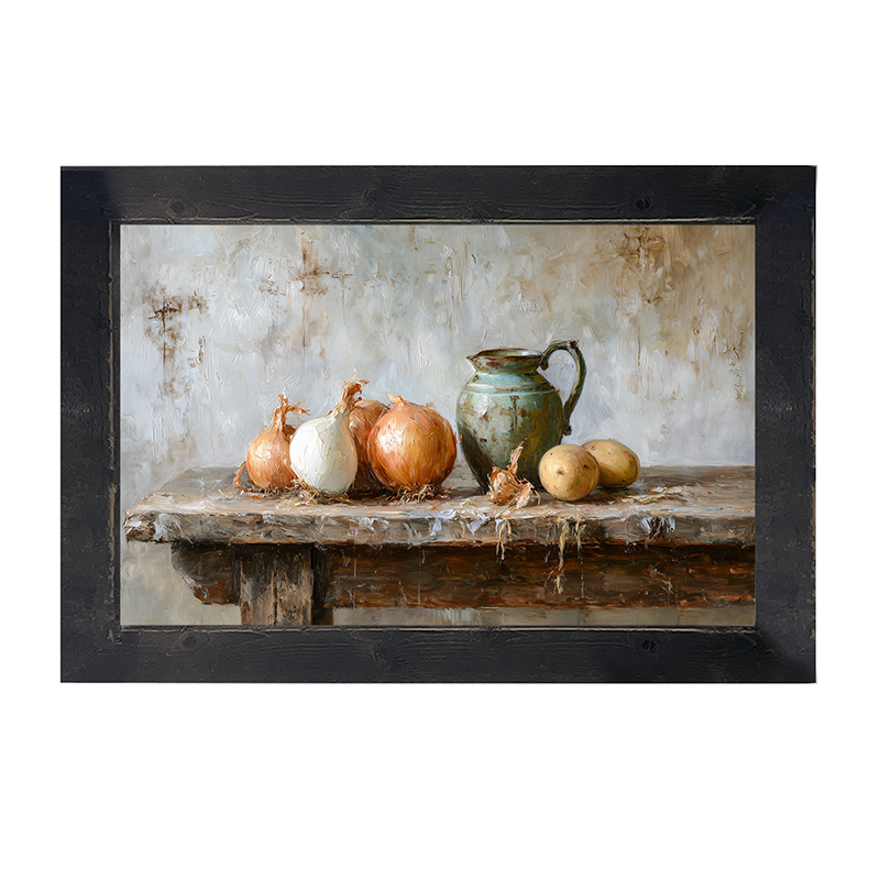 Sideboard Still Life - Onions near Pitcher - Framed Art