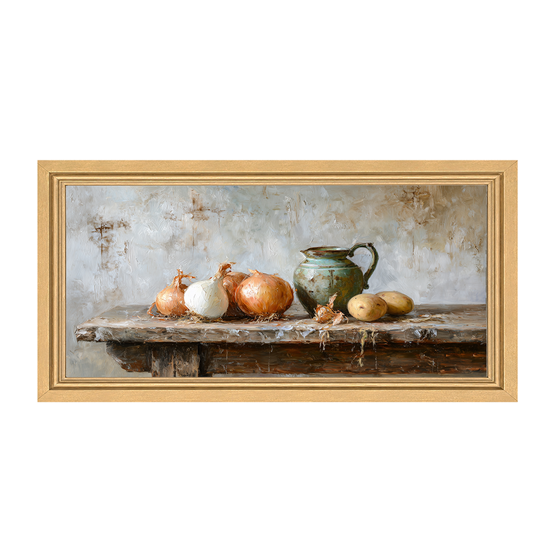 Sideboard Still Life - Onions near Pitcher - Framed Art