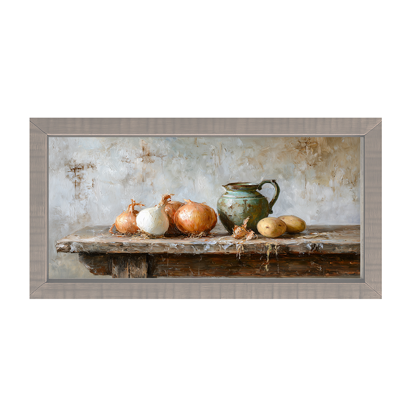 Sideboard Still Life - Onions near Pitcher - Framed Art