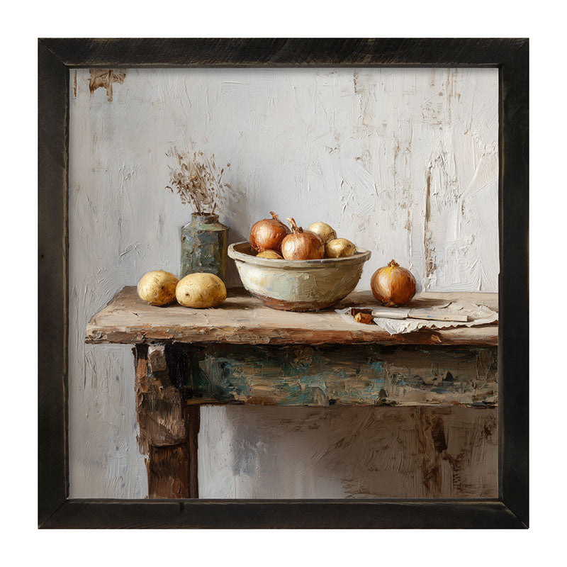 Sideboard Still Life - Bowl of Onions - Framed Art
