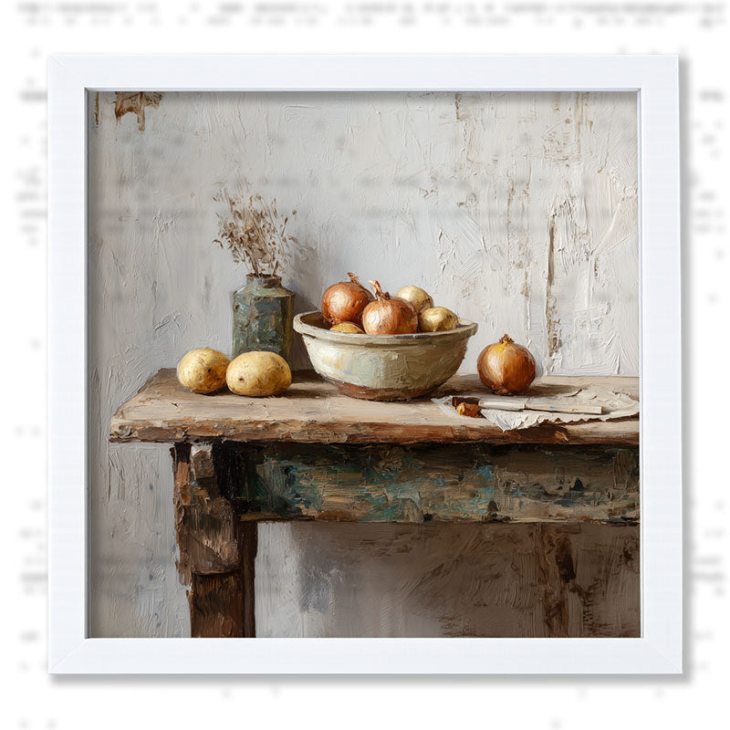 Sideboard Still Life - Bowl of Onions - Framed Art