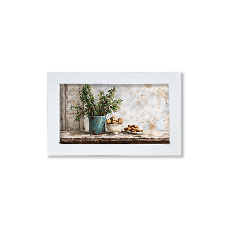 Sideboard Still Life - Pine Sprigs with Cookies - Framed Art