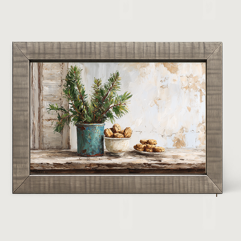 Sideboard Still Life - Pine Sprigs with Cookies