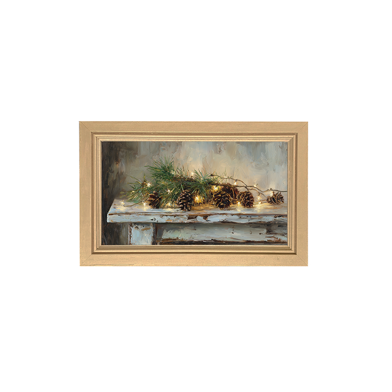 Sideboard Still Life - Pine Sprigs with Pine Cones - Framed Art