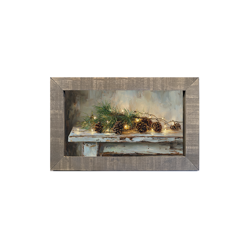 Sideboard Still Life - Pine Sprigs with Pine Cones - Framed Art