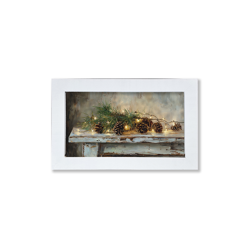 Sideboard Still Life - Pine Sprigs with Pine Cones - Framed Art