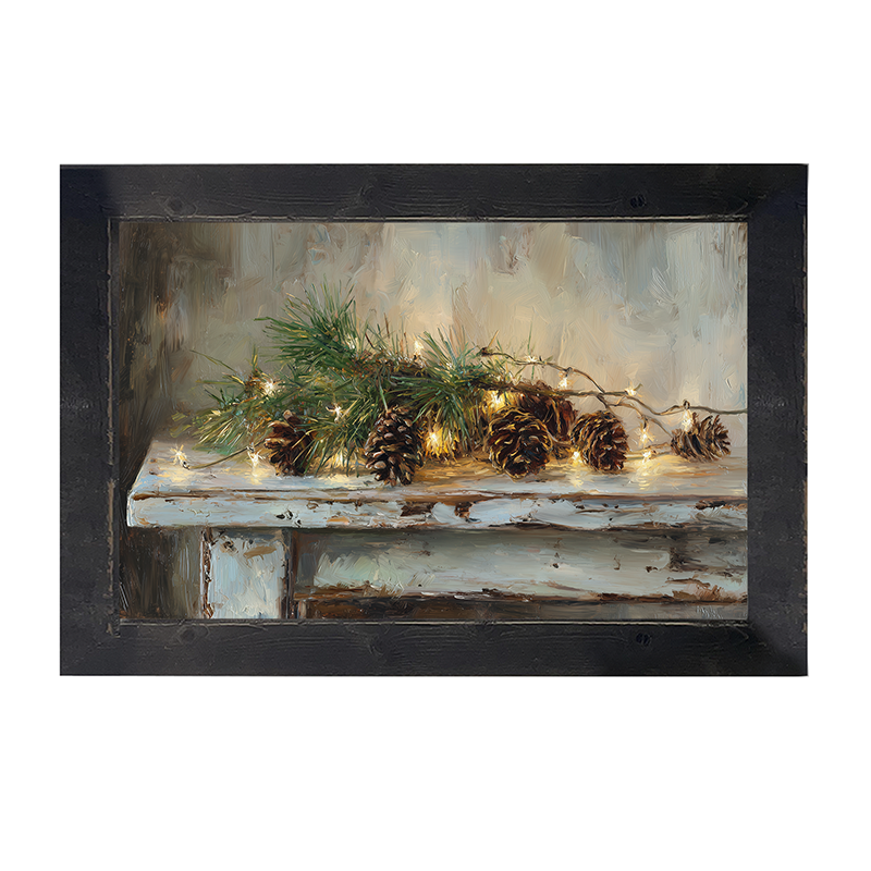 Sideboard Still Life - Pine Sprigs with Pine Cones - Framed Art