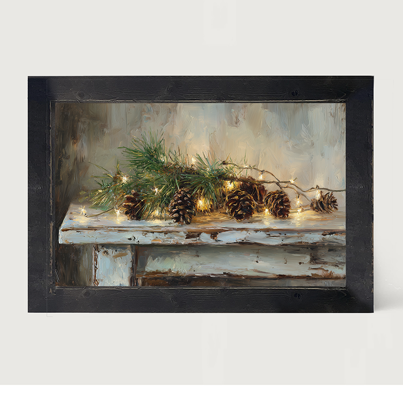 Sideboard Still Life - Pine Sprigs with Pine Cones