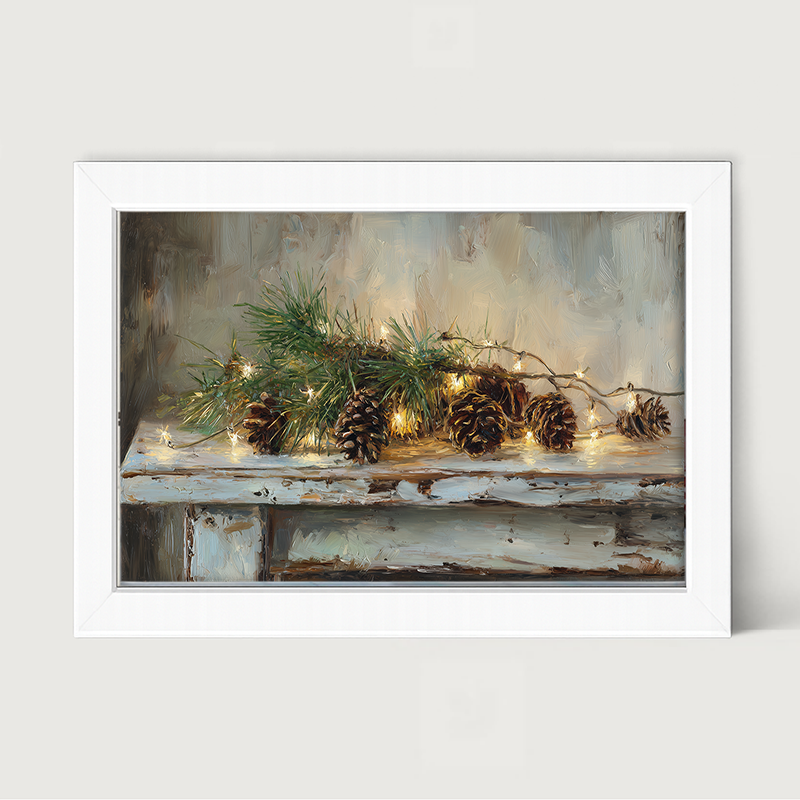 Sideboard Still Life - Pine Sprigs with Pine Cones
