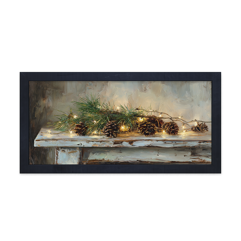 Sideboard Still Life - Pine Sprigs with Pine Cones - Framed Art