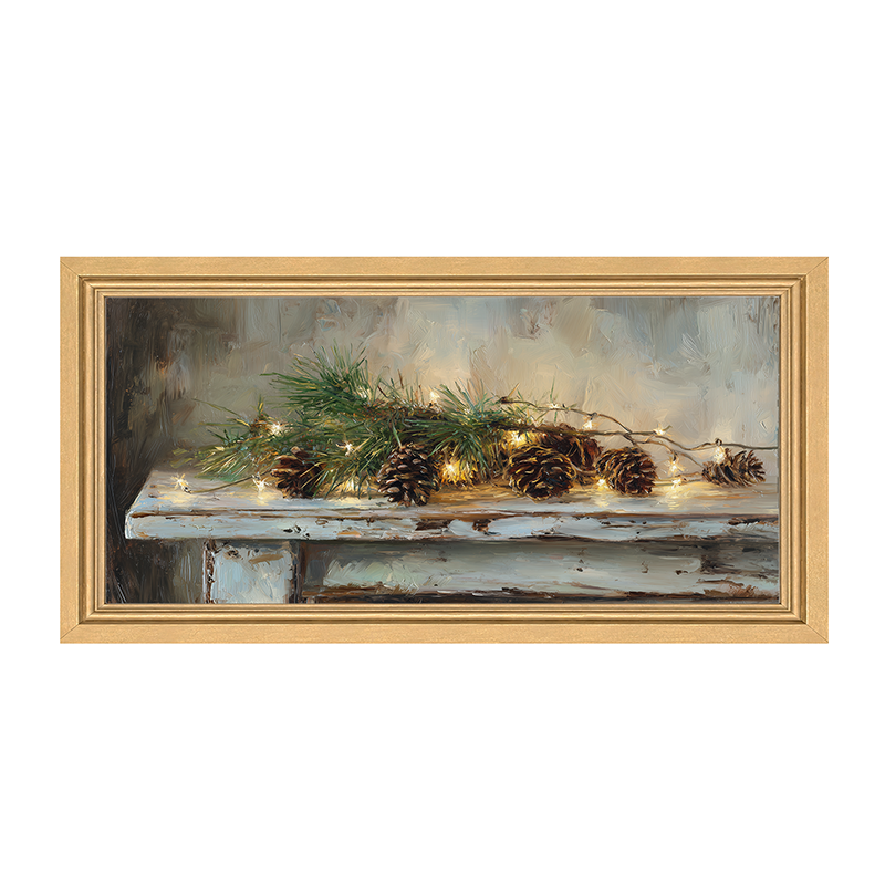 Sideboard Still Life - Pine Sprigs with Pine Cones - Framed Art