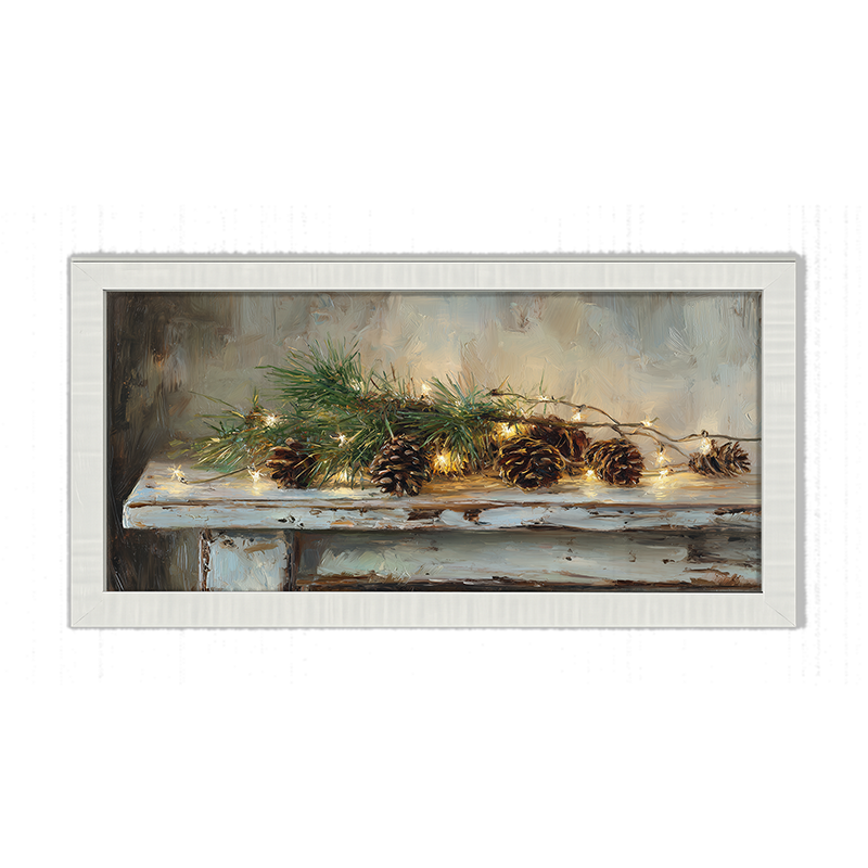 Sideboard Still Life - Pine Sprigs with Pine Cones - Framed Art