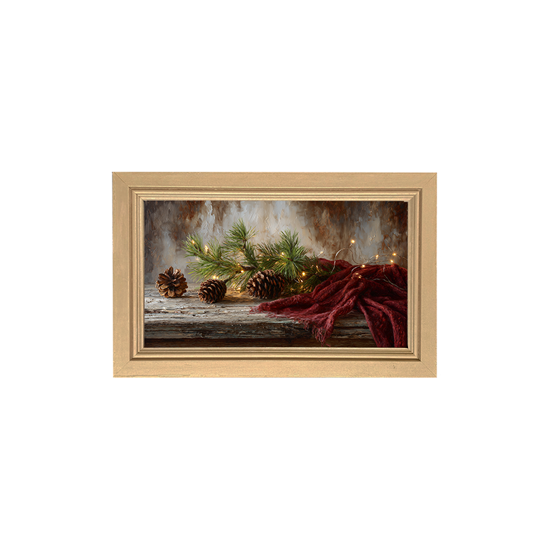 Sideboard Still Life - Pine Sprigs with Scarf - Framed Art