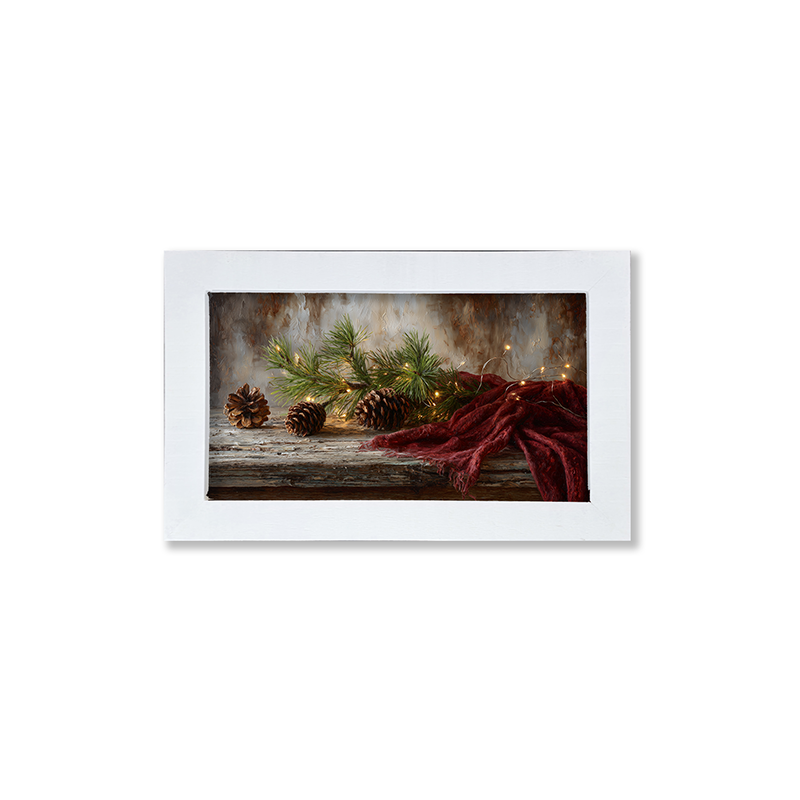 Sideboard Still Life - Pine Sprigs with Scarf - Framed Art