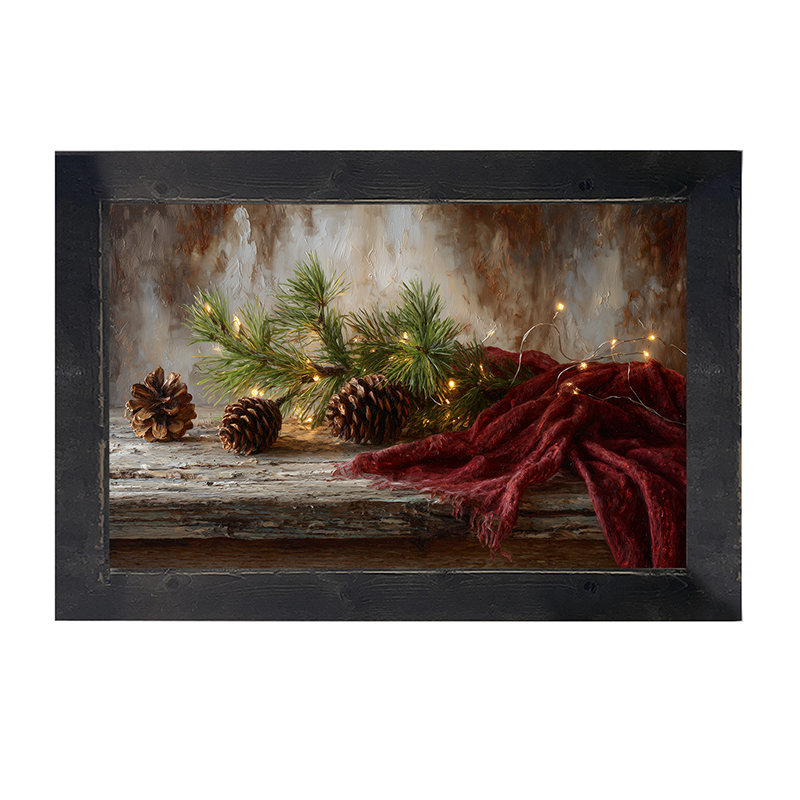 Sideboard Still Life - Pine Sprigs with Scarf - Framed Art