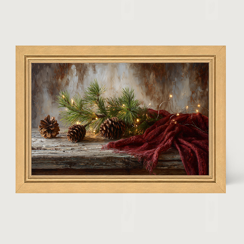 Sideboard Still Life - Pine Sprigs with Scarf