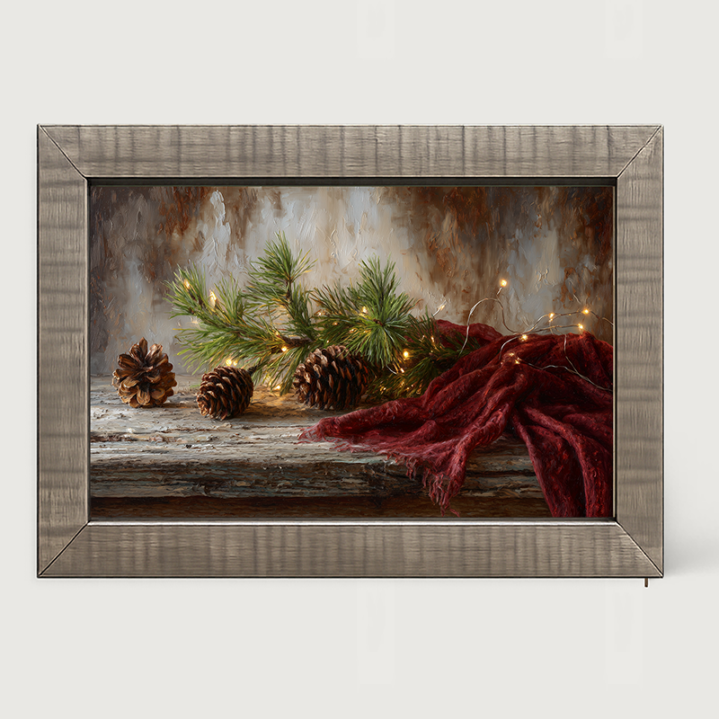 Sideboard Still Life - Pine Sprigs with Scarf - Framed Art