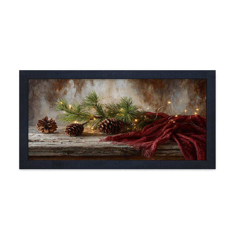 Sideboard Still Life - Pine Sprigs with Scarf - Framed Art