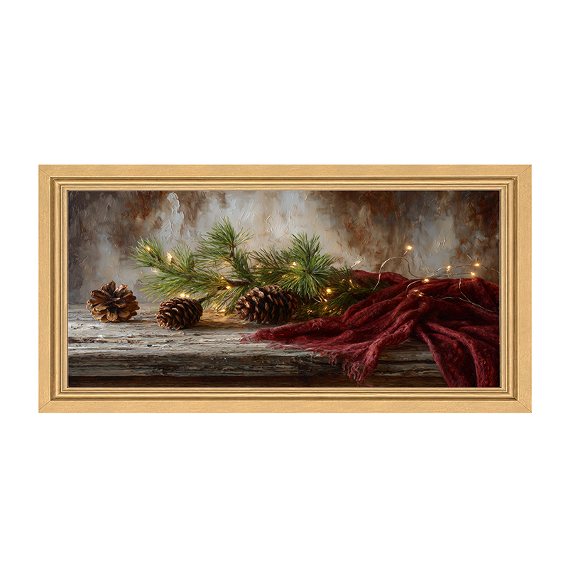 Sideboard Still Life - Pine Sprigs with Scarf - Framed Art