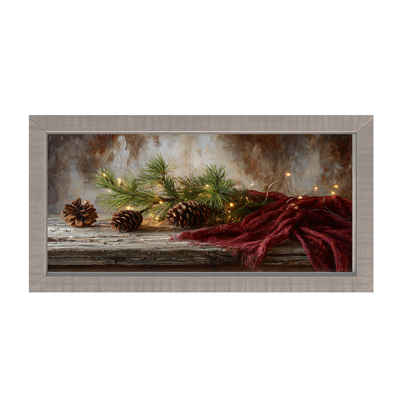 Sideboard Still Life - Pine Sprigs with Scarf - Framed Art