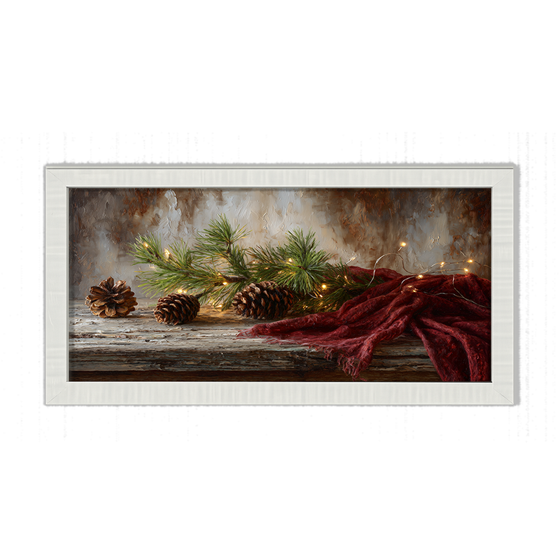 Sideboard Still Life - Pine Sprigs with Scarf - Framed Art