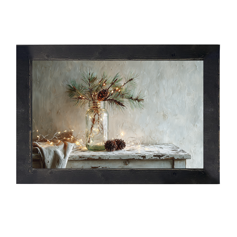 Sideboard Still Life - Pine Sprig in Jar - Framed Art