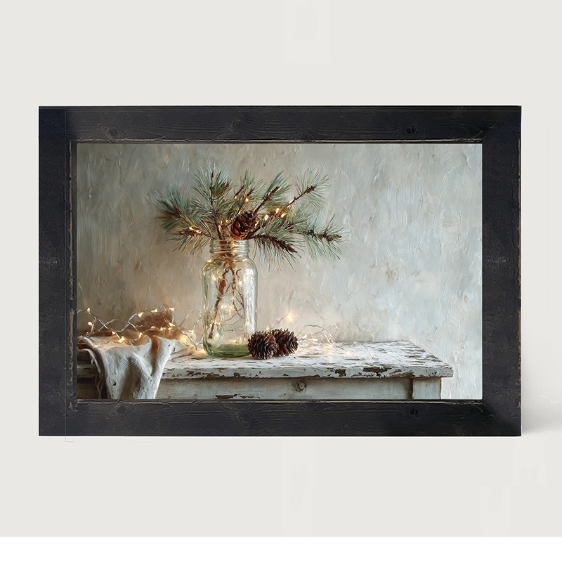 Sideboard Still Life - Pine Sprig in Jar - Framed Art