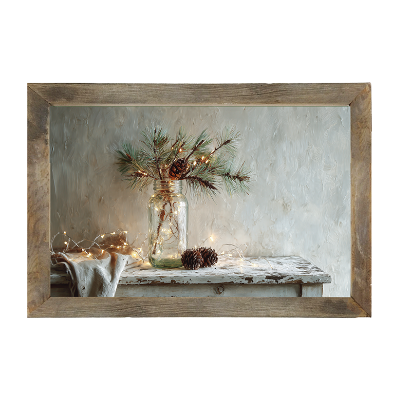 Sideboard Still Life - Pine Sprig in Jar - Framed Art