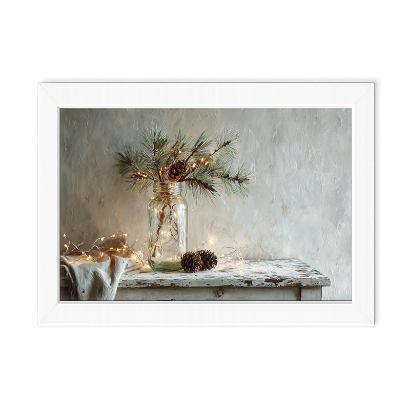 Sideboard Still Life - Pine Sprig in Jar - Framed Art