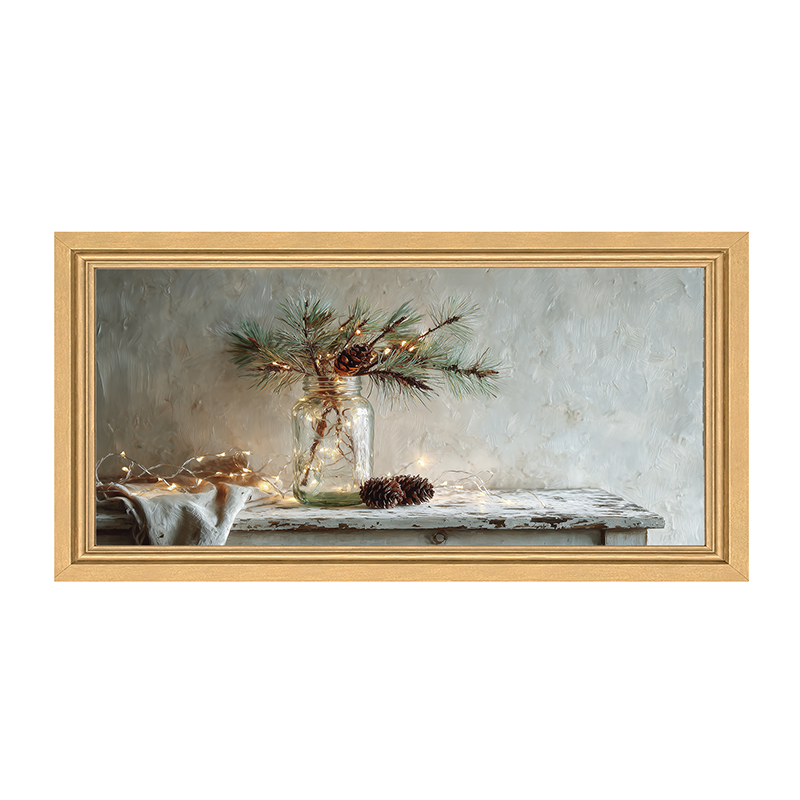 Sideboard Still Life - Pine Sprig in Jar - Framed Art