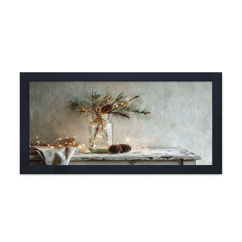 Sideboard Still Life - Pine Sprig in Jar - Framed Art