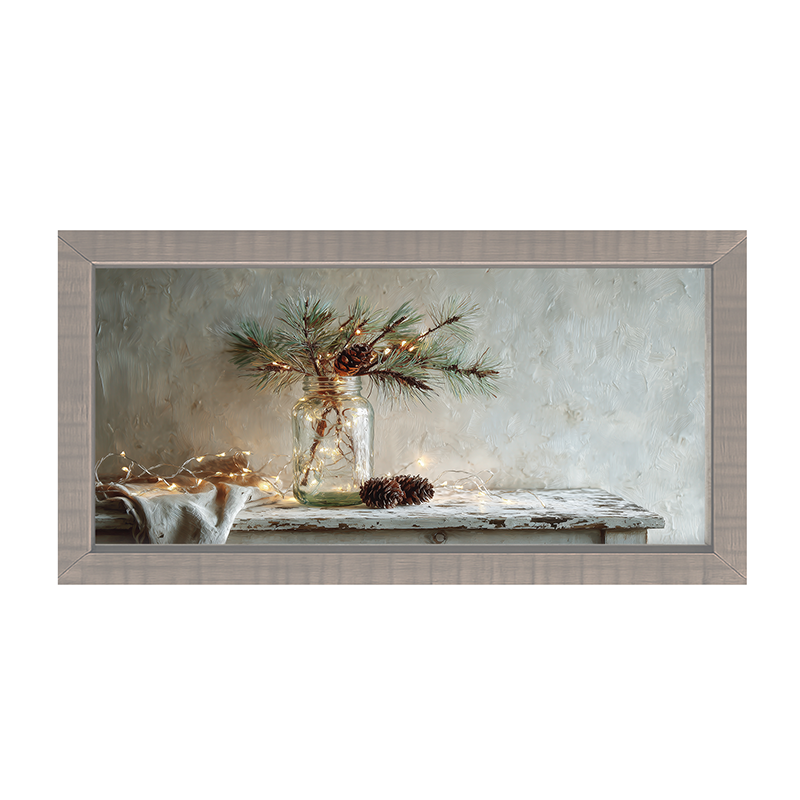Sideboard Still Life - Pine Sprig in Jar - Framed Art