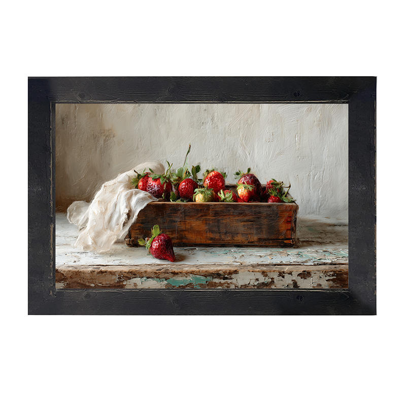 Sideboard Still Life - Box of Strawberries - Framed Art