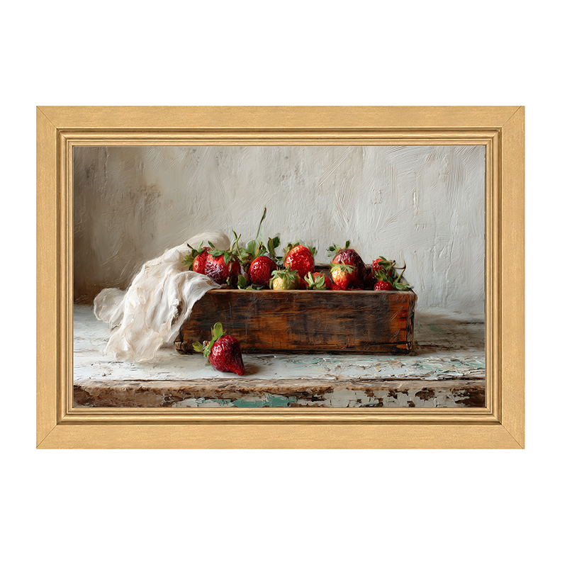 Sideboard Still Life - Box of Strawberries - Framed Art