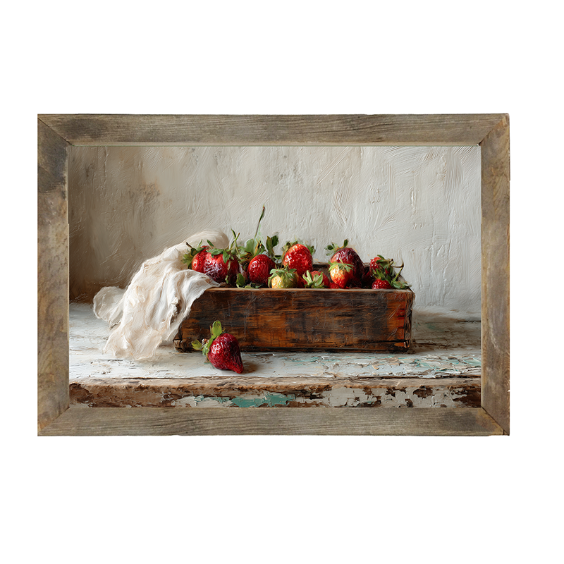 Sideboard Still Life - Box of Strawberries - Framed Art