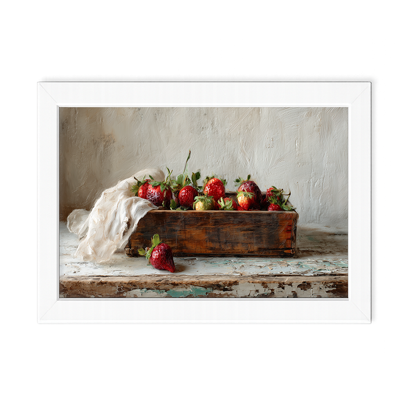 Sideboard Still Life - Box of Strawberries - Framed Art