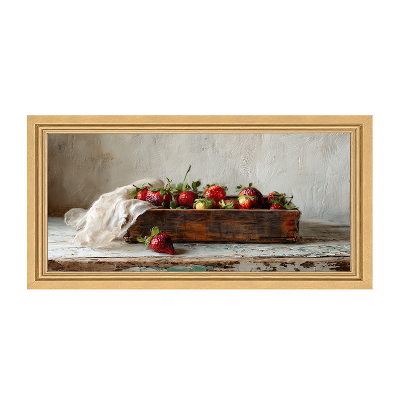 Sideboard Still Life - Box of Strawberries - Framed Art