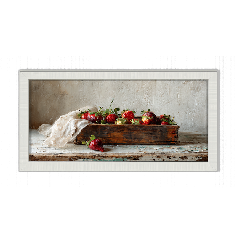 Sideboard Still Life - Box of Strawberries - Framed Art