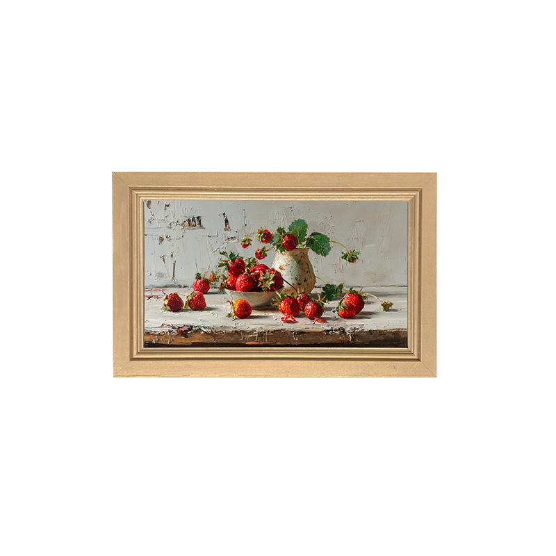 Sideboard Still Life - Strawberries Overflowing - Framed Art
