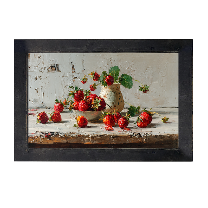Sideboard Still Life - Strawberries Overflowing - Framed Art
