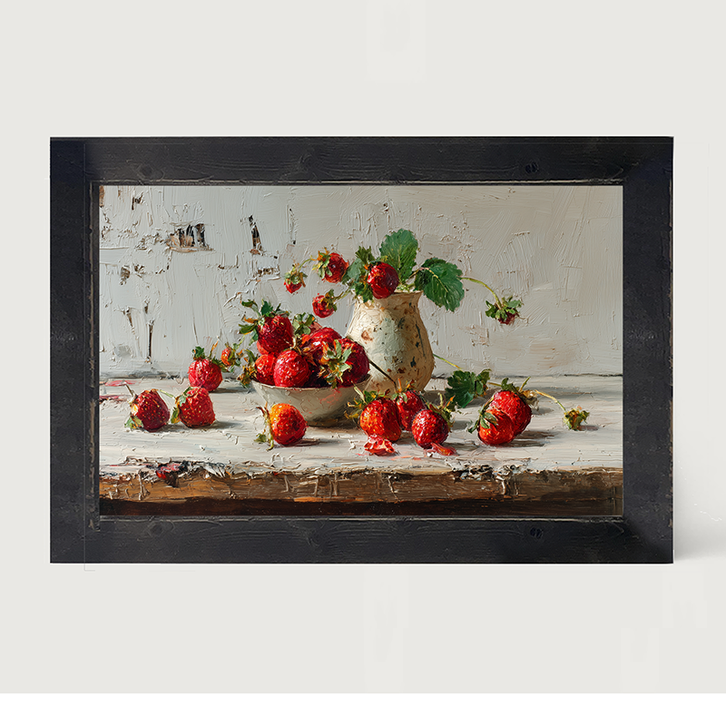 Sideboard Still Life - Strawberries Overflowing - Framed Art