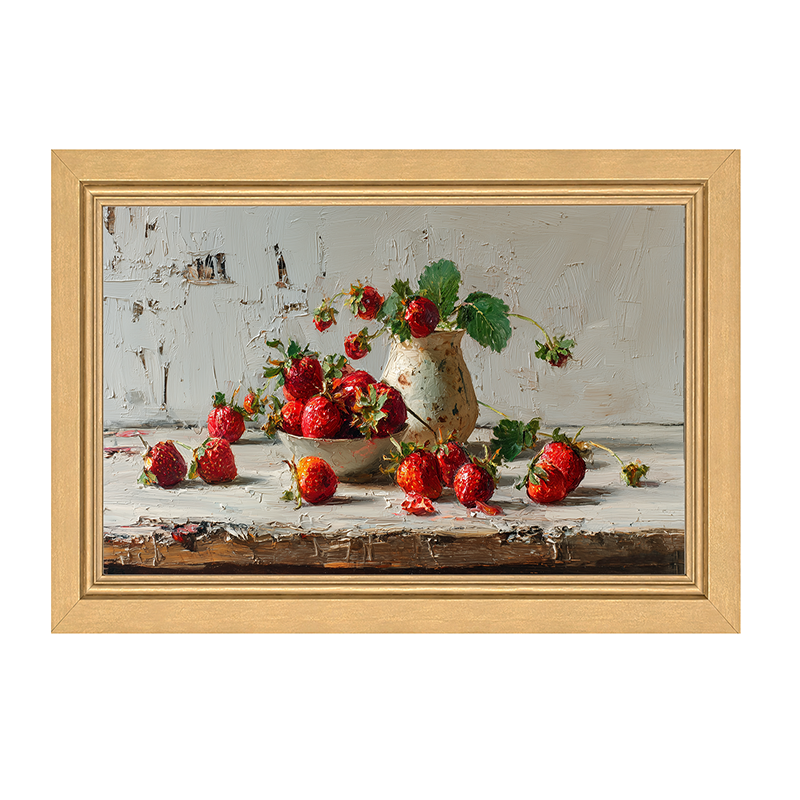 Sideboard Still Life - Strawberries Overflowing - Framed Art