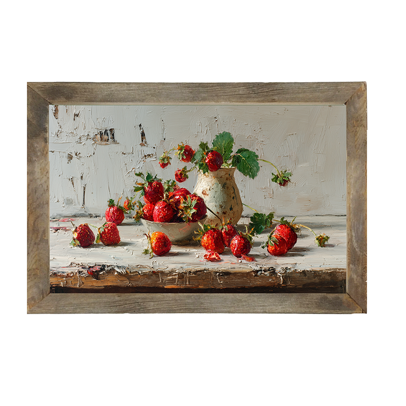 Sideboard Still Life - Strawberries Overflowing - Framed Art
