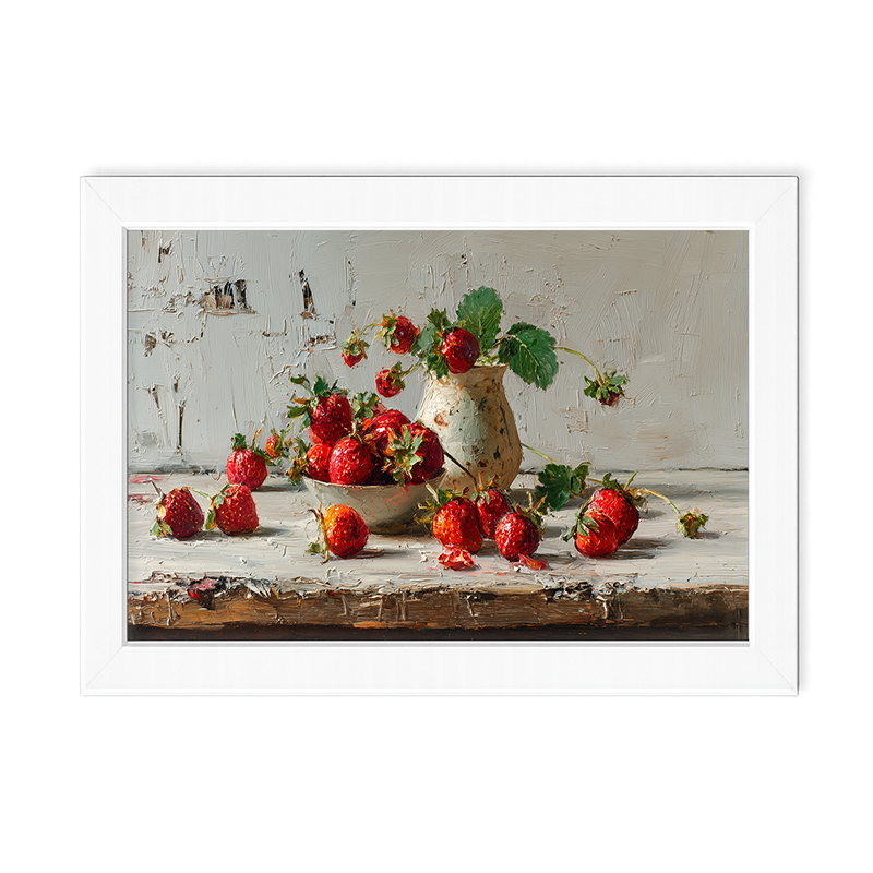 Sideboard Still Life - Strawberries Overflowing - Framed Art