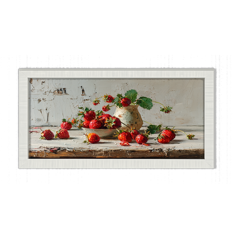Sideboard Still Life - Strawberries Overflowing - Framed Art