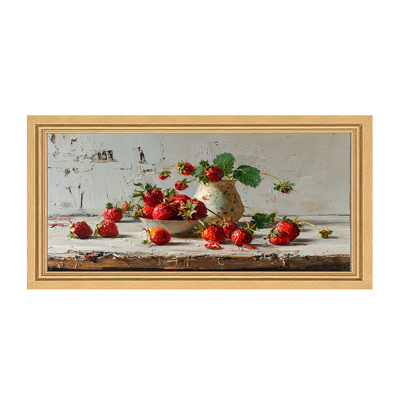Sideboard Still Life - Strawberries Overflowing - Framed Art